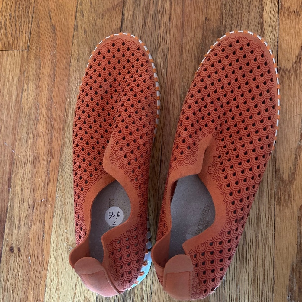 Ilse Jacobsen  Orange Suede Slip-Ons (size 7)